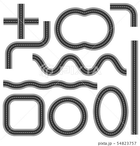 Road and Highway Elements for City Map Creation. Path Desigh for Traffic Illustration. Asphalt 54823757