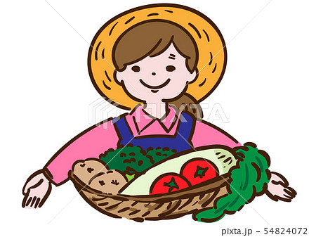 農業＿野菜と女性のイラスト素材 [54824072] - Pixta