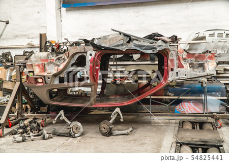 Turned car on body repair with weld joints on a Turned car on body repair with weld joints on a 54825441