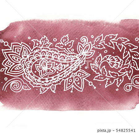 Paisley ornament on wet watercolor background Paisley ornament on wet watercolor background 54825541