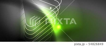 Shiny neon techno template. Neon lines background, 80s style laser rays 54826849