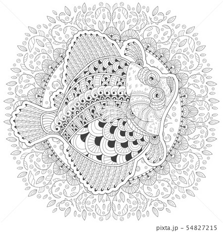 Cartoon Stylized Plaice Fish 54827215