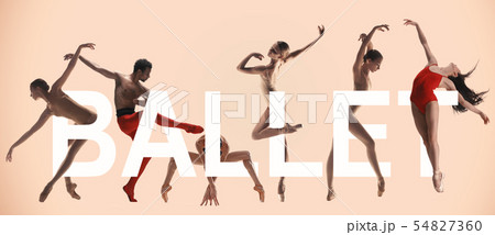 Young graceful female and male ballet dancers, creative collage Young graceful female and male ballet dancers, creative collage 54827360