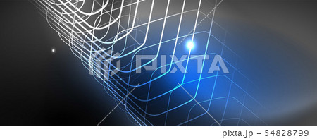 Shiny neon techno template. Neon lines background, 80s style laser rays 54828799