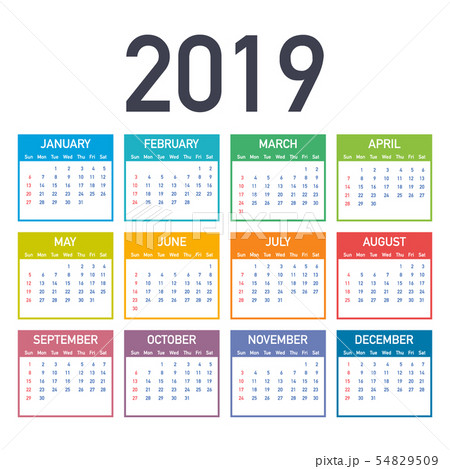 Calendar 2019, Week starts from Sunday, business Calendar 2019, Week starts from Sunday, business 54829509