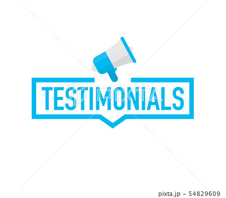 Hand holding megaphone - Testimonials. Vector 54829609