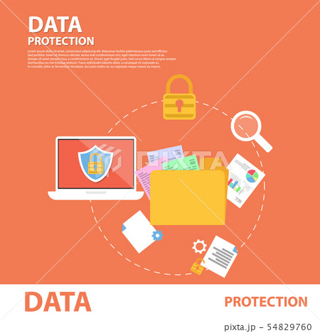 Data Protection Flat Icon Banner Concept 54829760