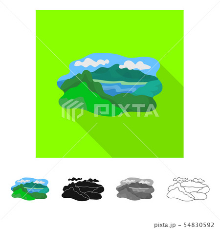 Isolated object of mountain and lake symbol. Set of mountain and forest vector icon for stock. Isolated object of mountain and lake symbol. Set of mountain and forest vector icon for stock. 54830592