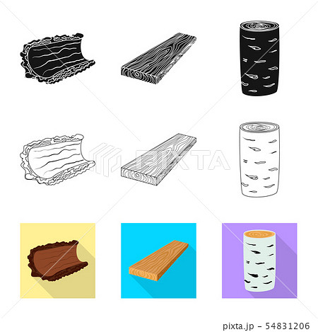 Vector illustration of tree and raw icon. Collection of tree and construction stock symbol for web. 54831206