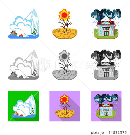Vector design of weather and distress icon. Collection of weather and crash vector icon for stock. 54831576