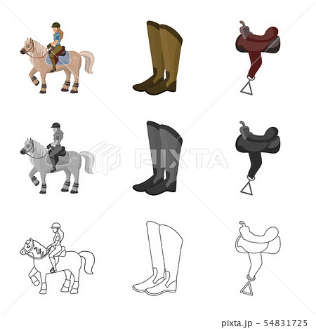 Vector design of equipment and riding logo. Collection of equipment and competition stock vector Vector design of equipment and riding logo. Collection of equipment and competition stock vector 54831725