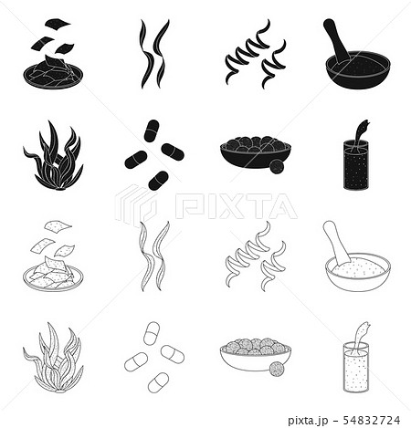 Isolated object of protein and sea symbol. Set of protein and natural stock symbol for web. Isolated object of protein and sea symbol. Set of protein and natural stock symbol for web. 54832724