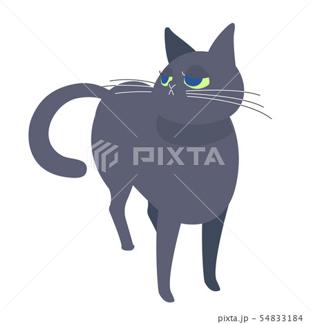 黒猫 猫 ポーズ 表情 残念のイラスト素材