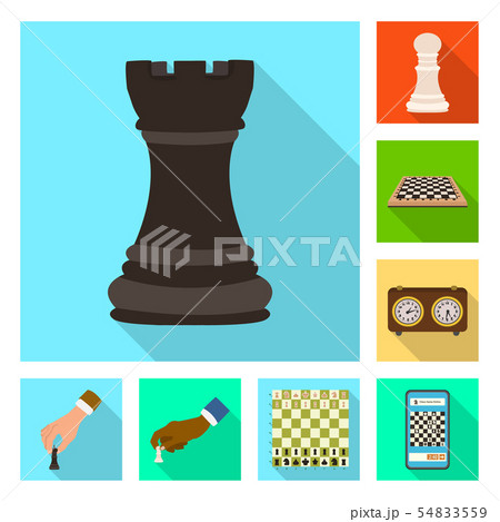 Isolated object of checkmate and thin sign. Set of checkmate and target stock symbol for web. 54833559