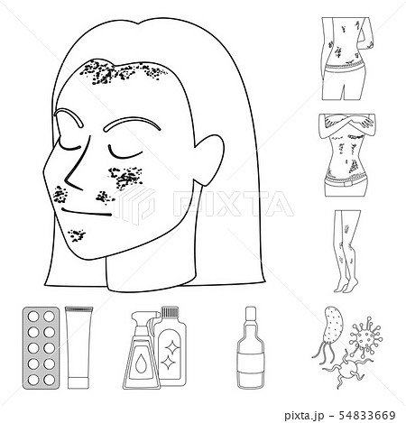 Vector design of disease and healthcare sign. Set of disease and pain vector icon for stock. 54833669