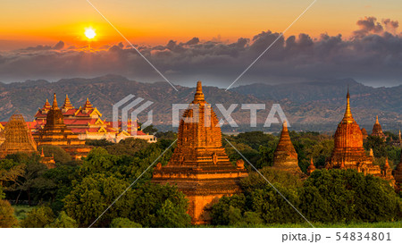 Ancient temple in Bagan after sunset, Myanmar 54834801