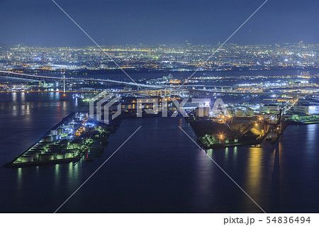 大阪・都市風景・大阪港（北港）・夜景 54836494