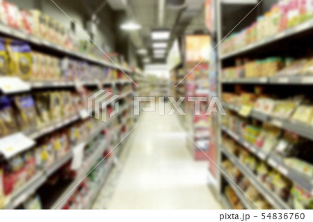 Empty supermarket blurry for background Empty supermarket blurry for background 54836760