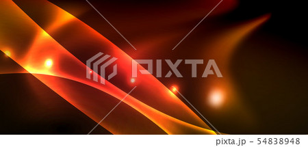 Neon color wave lines abstract background, magic techno futuristic light 54838948