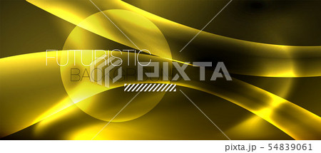 Dark background with neon color waves, vector template 54839061