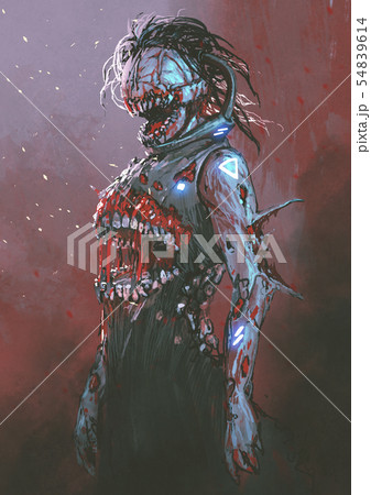 zombie with bloody mouth in the middle of body 54839614