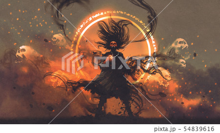 the angry sorcerer of evil spirits 54839616