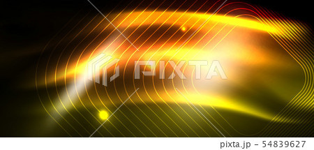 Neon square shapes lines on glowing light background 54839627