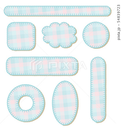 アップリケ風 フレームセット チェック パステルブルー アップリケ風 フレームセット チェック パステルブルー 54839723