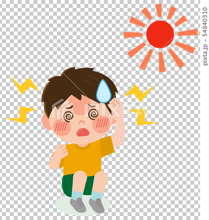 男の子　熱中症　Ⅱ度　イラスト 54840310