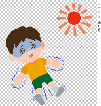 男の子　熱中症　Ⅲ度　イラスト 54840311