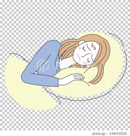 眠れない 不眠症の女性のイラストのイラスト素材