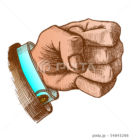Color Male Hand Make Fist Gesture Vector 54843266