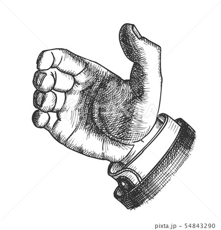 Male Hand Make Gesture Palm Finger Doodle Vector 54843290