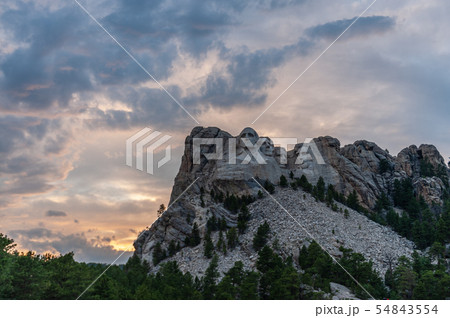 A dramatic Sky Behind Mount Rushmore 54843554