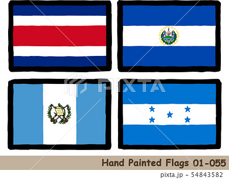 手描きの旗アイコン,コスタリカの国旗,エルサルバドルの国旗,グアテマラの国旗,ホンジュラスの国旗