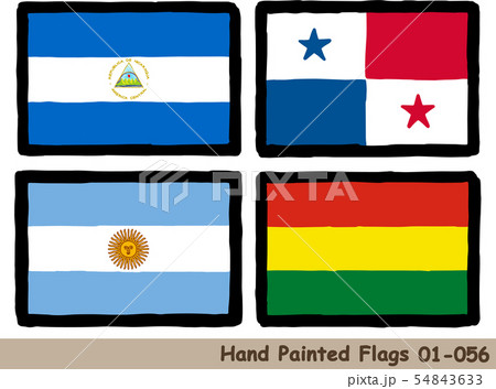 手描きの旗アイコン,ニカラグアの国旗,パナマの国旗,アルゼンチンの国旗,ボリビアの国旗