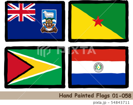 手描きの旗アイコン,フォークランド諸島の旗,ギアナの旗,ガイアナの国旗,パラグアイの国旗