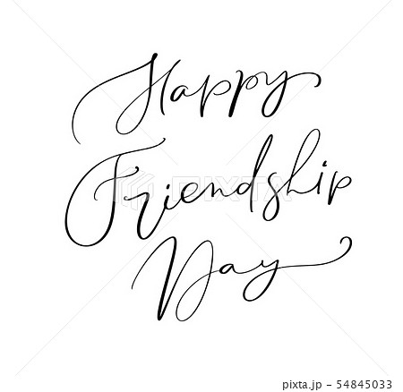 Vector text Happy Friendship Day. Illustration of lettering about friends. Modern calligraphy hand Vector text Happy Friendship Day. Illustration of lettering about friends. Modern calligraphy hand 54845033