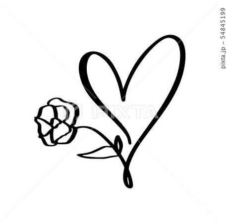 Hand drawn Heart and flower love sign. Romantic calligraphy illustration vector for valentines day 54845199