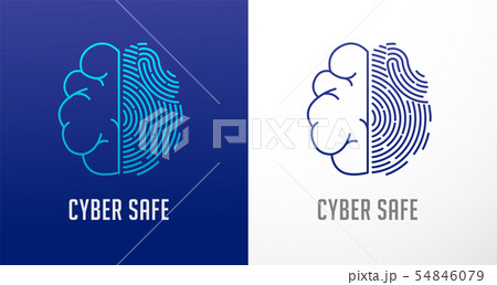 Fingerprint scan logo, privacy, human brain icon, cyber security ,identity information and network 54846079