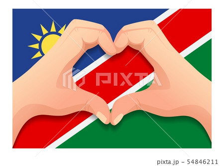 Namibia flag and hand heart shape 54846211
