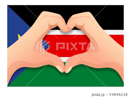 South Sudan flag and hand heart shape South Sudan flag and hand heart shape 54846230