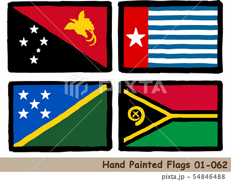 手描きの旗アイコン,パプアニューギニアの国旗,西パプアの旗,ソロモン諸島の国旗,バヌアツの国旗