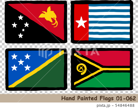 手描きの旗アイコン パプアニューギニアの国旗 西パプアの旗 ソロモン諸島の国旗 バヌアツの国旗のイラスト素材 54846488 Pixta
