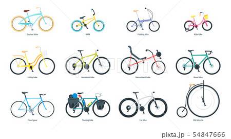 Bicycle flat vector illustrations set Bicycle flat vector illustrations set 54847666