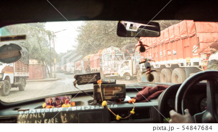 Hide Road, Kolkata, Car point of view inside out. 54847684