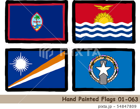 手描きの旗アイコン,グアムの旗,キリバスの国旗,マーシャル諸島の国旗,マリアナ諸島の旗