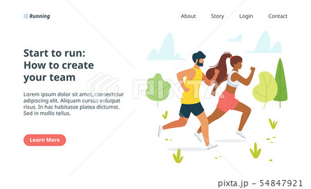 Start to run flat vector landing page template 54847921