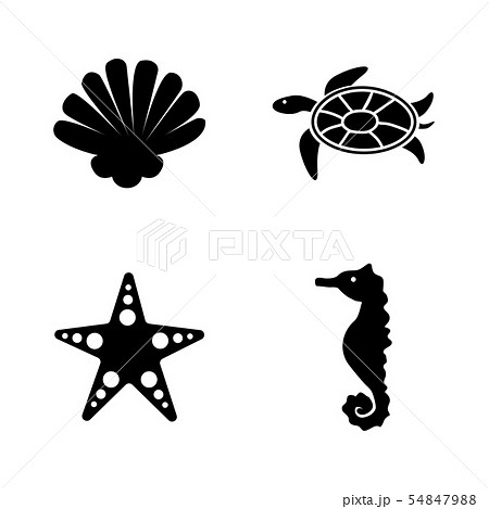 Marine Life Simple Related Vector Iconsのイラスト素材