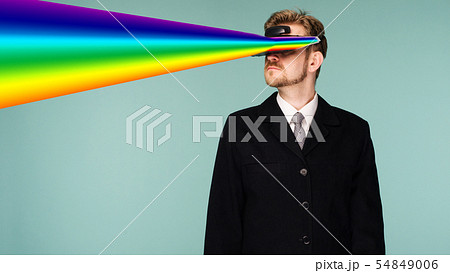 Businessman in a formal wear wearing virtual Businessman in a formal wear wearing virtual 54849006